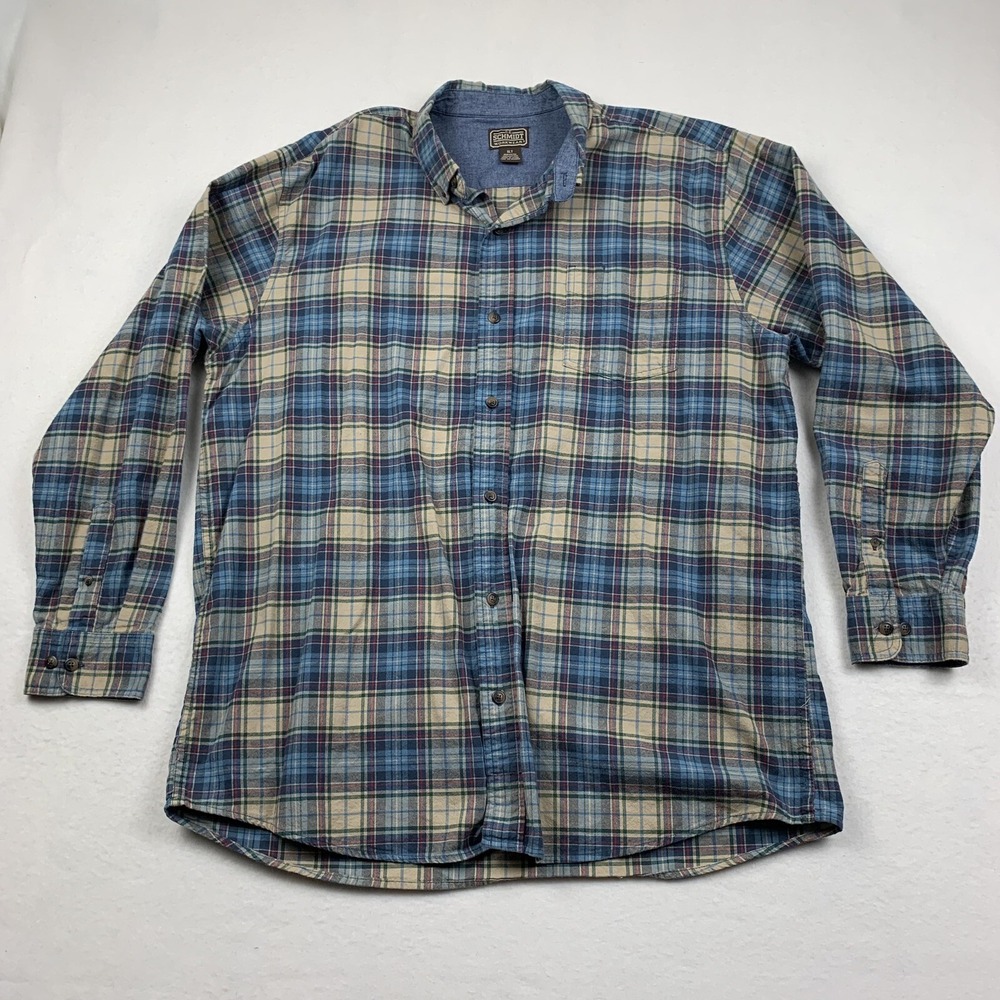 C.E. Schmidt Workwear Flannel Shirt Mens XLT Blue Cotton Outdoor Work‎ Casual